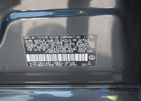 2007 Lexus Is 350 z USA, uszkodzony, nr VIN JTHBE262372009304